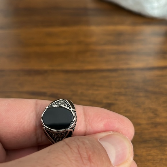 Ring men’s black onyx handmade size 10 new 925 - Picture 5 of 6